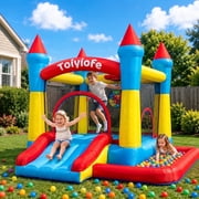 Toiyjofe Toddler Bounce House with Slide & Ball Pit, 9 x 8.5 ft Inflatable Bounce Castle with Blower, Indoor Outdoor Jumper for Kids Ages 3-6