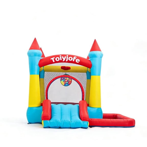 Toiyjofe Toddler Bounce House with Slide & Ball Pit, Small Inflatable Bouncer with Blower, Indoor Outdoor Kids Jumping Castle for Ages 3-6, Backyard Party Playhouse