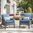 thumbnail image 1 of Toject 2 Pieces Patio Furniture Set, All-Weather Wicker High Back Outdoor Chairs, Rattan Patio Conversation Set with Cushions for Backyard, Porch, Garden (Denim Blue), 1 of 8