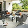 thumbnail image 1 of Toject 4 Pieces Patio Furniture Set, All-Weather Wicker Outdoor Furniture Loveseat Table Chairs Set for Porch, High Back Conversation Set for Backyard, Balcony, Black, 1 of 9