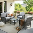 thumbnail image 1 of Toject 4 Pieces Patio Furniture Set, All-Weather Wicker Outdoor Furniture Loveseat Table Chairs Set for Porch, High Back Conversation Set for Backyard, Balcony, Gray, 1 of 8