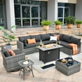 thumbnail image 1 of Toject 10 Pcs Paito Furniture Set, Outdoor Furniture Set with Swivel Chairs and Fire Pit (Black), 1 of 9