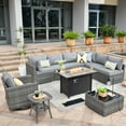 thumbnail image 1 of Toject 10 Pieces Outdoor Paito Furniture Set, Outdoor Conversation Sets with Swivel Chairs and Fire Pit Wicker Outside Furniture for Graden Balcony (Dark Gray), 1 of 8