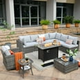 thumbnail image 1 of Toject 10 Pcs Paito Furniture Set, Outdoor Furniture Set with Swivel Chairs and Fire Pit (Gray), 1 of 9