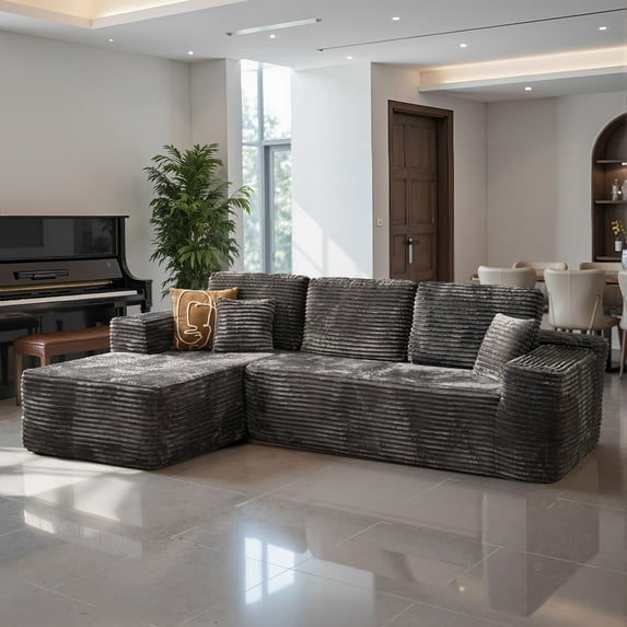 Toject 106" Sectional Couch, Modern L Shaped Sofa with Chaise Lounge, Gray