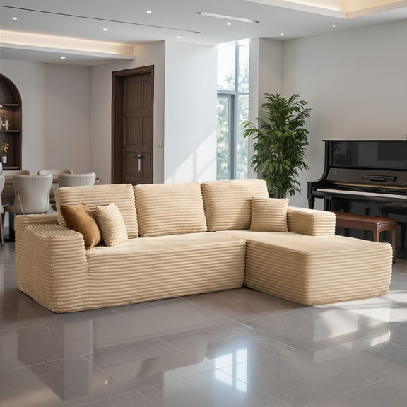 Toject 106" Sectional Couch, Modern L Shaped Sofa with Chaise Lounge, Beige