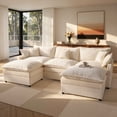 thumbnail image 1 of Toject 107.87" Modular Sectional Sofa U Shaped Cloud Couch, Chenille 4 Seat Deep Seat Sofa with 2 Movable Ottomans for Living Room Bedroom Apartment, Cream (Off-White), 1 of 10
