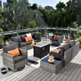 thumbnail image 1 of Toject 11 Pieces Outdoor Paito Furniture Set, Outdoor Conversation Sets with Swivel Chairs and Fire Pit Wicker Outside Furniture for Graden Balcony (Black), 1 of 11