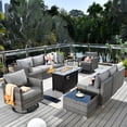 thumbnail image 1 of Toject 11 Pieces Outdoor Paito Furniture Set, Outdoor Conversation Sets with Swivel Chairs and Fire Pit Wicker Outside Furniture for Graden Balcony (Dark Gray), 1 of 9