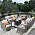 thumbnail image 1 of Toject 11 Pieces Outdoor Paito Furniture Set, Outdoor Conversation Sets with Swivel Chairs and Fire Pit Wicker Outside Furniture for Graden Balcony (Gray), 1 of 10