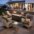 thumbnail image 1 of Toject 11 Pieces Patio Furniture Set All Weather Wicker Outdoor Conversation Set with 54" Fire Pit Outside Furniture Patio Sofa with Swivel Chairs & Solar Table, Black, 1 of 10