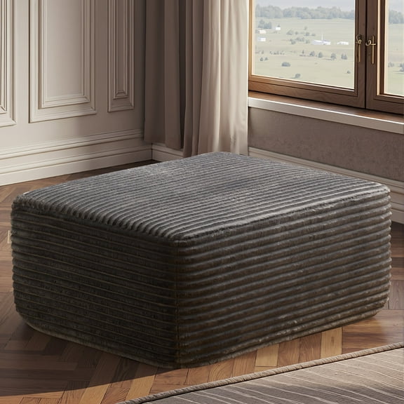 Toject 37" Sectional Sofa Ottomans, No Assembly Couch Footrest, Modular Sectional Couches Ottoman for Living Room, Plush Corduroy, Gray