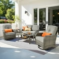 thumbnail image 1 of Toject 5 Pieces Outdoor Patio Furniture Set, High Back Conversation Set with Swivel Chairs, All-Weather Wicker Furniture Set for Porch, Balcony (Dark Gray), 1 of 11