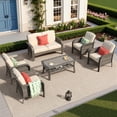 thumbnail image 1 of Toject 6 Pieces Patio Furniture Set, Wicker Outside Furniture with Loveseat Table Chairs Set for Porch, All-Weather High Back Outdoor Conversation Set for Backyard, Beige, 1 of 9