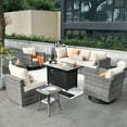 thumbnail image 1 of Toject 9 Pieces Outdoor Paito Furniture Set, Outdoor Conversation Sets with Swivel Chairs and Fire Pit Wicker Outside Furniture for Graden Balcony (Beige), 1 of 9