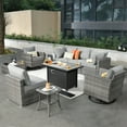 thumbnail image 1 of Toject 9 Pieces Outdoor Paito Furniture Set, Outdoor Conversation Sets with Swivel Chairs and Fire Pit Wicker Outside Furniture for Graden Balcony (Dark Gray), 1 of 9