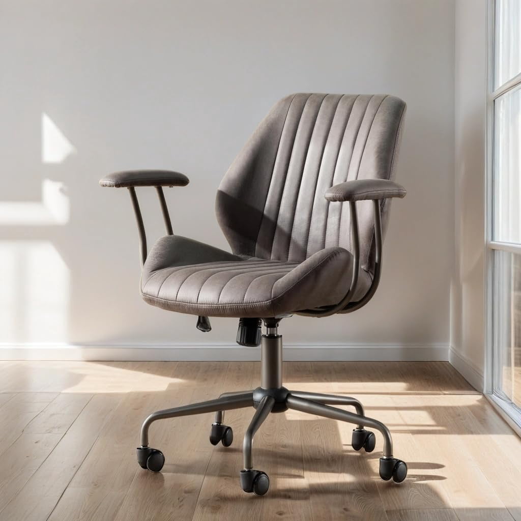 Toject Ergonomic Mid Back Office Chair with Lumbar Support Swivel ...