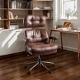 thumbnail image 1 of Toject Ergonomic Office Chair, High Back Comfy Home Office Chair with Lumbar Support, Mid-Century Modern Computer Executive Desk Chair with Thickened Cushions (Suede Leather, Dark Brown), 1 of 8
