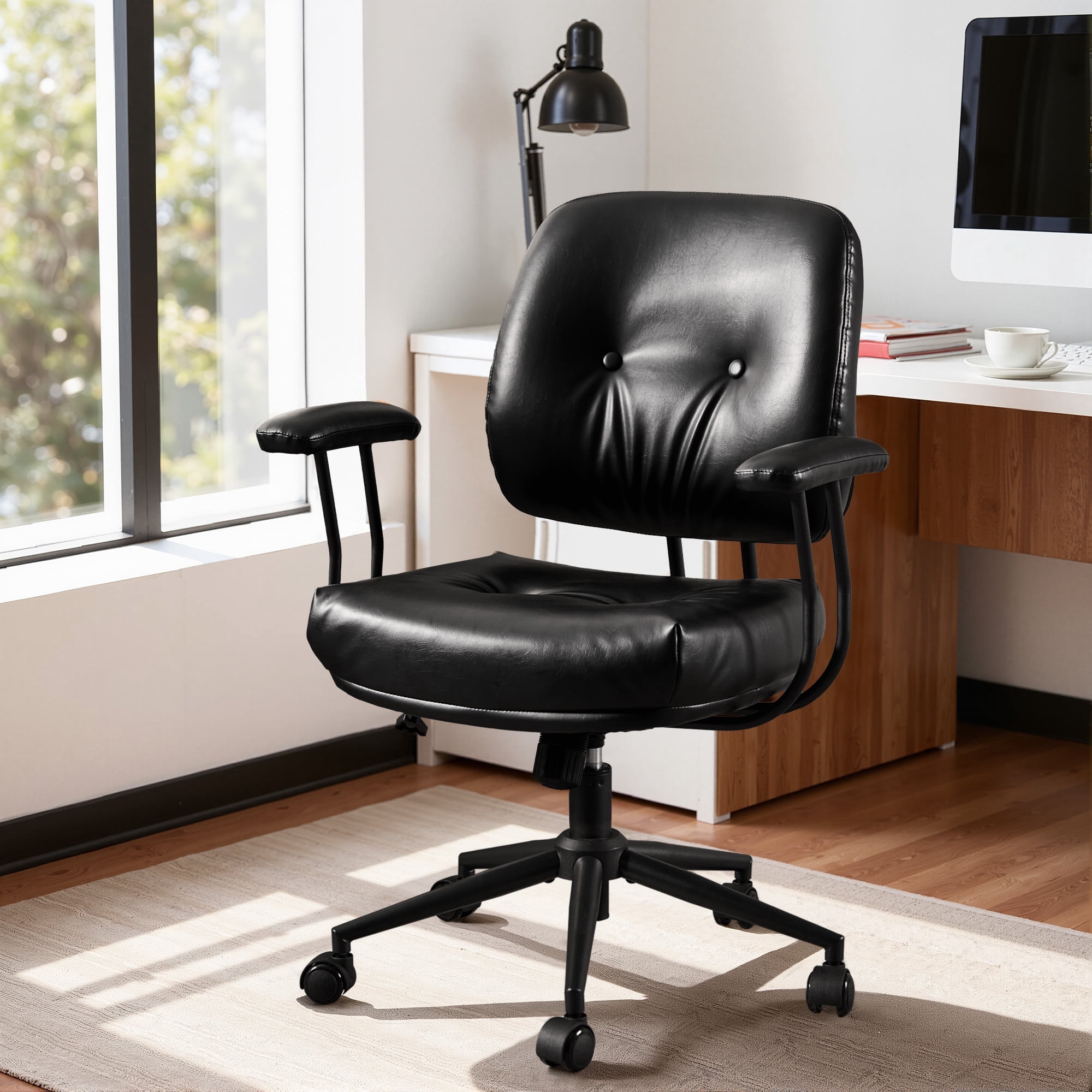 Toject Executive Office Chair, Ergonomic Desk Chair for Office Area, PU Leather, Black