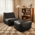thumbnail image 1 of Toject Giant Bean Bag Chair, Faux Leather Memory Foam Floor Sofa for Adults, Ergonomic Back Support, No Assembly Needed, Lightweight Lounger for Living Room Bedroom Dorm Office, Black, 1 of 6