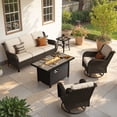 thumbnail image 1 of Toject Outdoor Patio Furniture Set, All-Weather Brown Wicker Outside Furniture with 42 Inch Fire Pit Table, 5 Pieces Conversation Set with Swivel Chairs for Backyard Deck Garden, Beige, 1 of 8