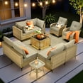 thumbnail image 1 of Toject Patio Furniture 10 Pieces All Weather Wicker Patio Conversation Set with Solar Powered Coffee Table Outside Furniture Outdoor Sectional with Swivel Chairs for Backyard, Dark Gray, 1 of 8