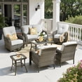 thumbnail image 1 of Toject Patio Furniture Set, 7 Piece Outdoor Wicker Conversation Set with Swivel Chairs, Gray, 1 of 10