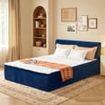 thumbnail image 1 of Toject Queen Size Bed with Memory Foam Mattress, Soft Bed with Matching Headboard, Medium Firm Mattress in a Box, No Assembly Required and No Bed Frame Needed, Bedrooms, Apartment, Blue, 1 of 14