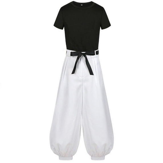 Toji Pants For Men Fashion Solid Color Casual Comfy Elastic Drawstring Baggy Shirt Trouser Set
