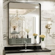 TokeShimi  Modern Metal Frame Bathroom Vanity Wall Mirror 30x36 - Black