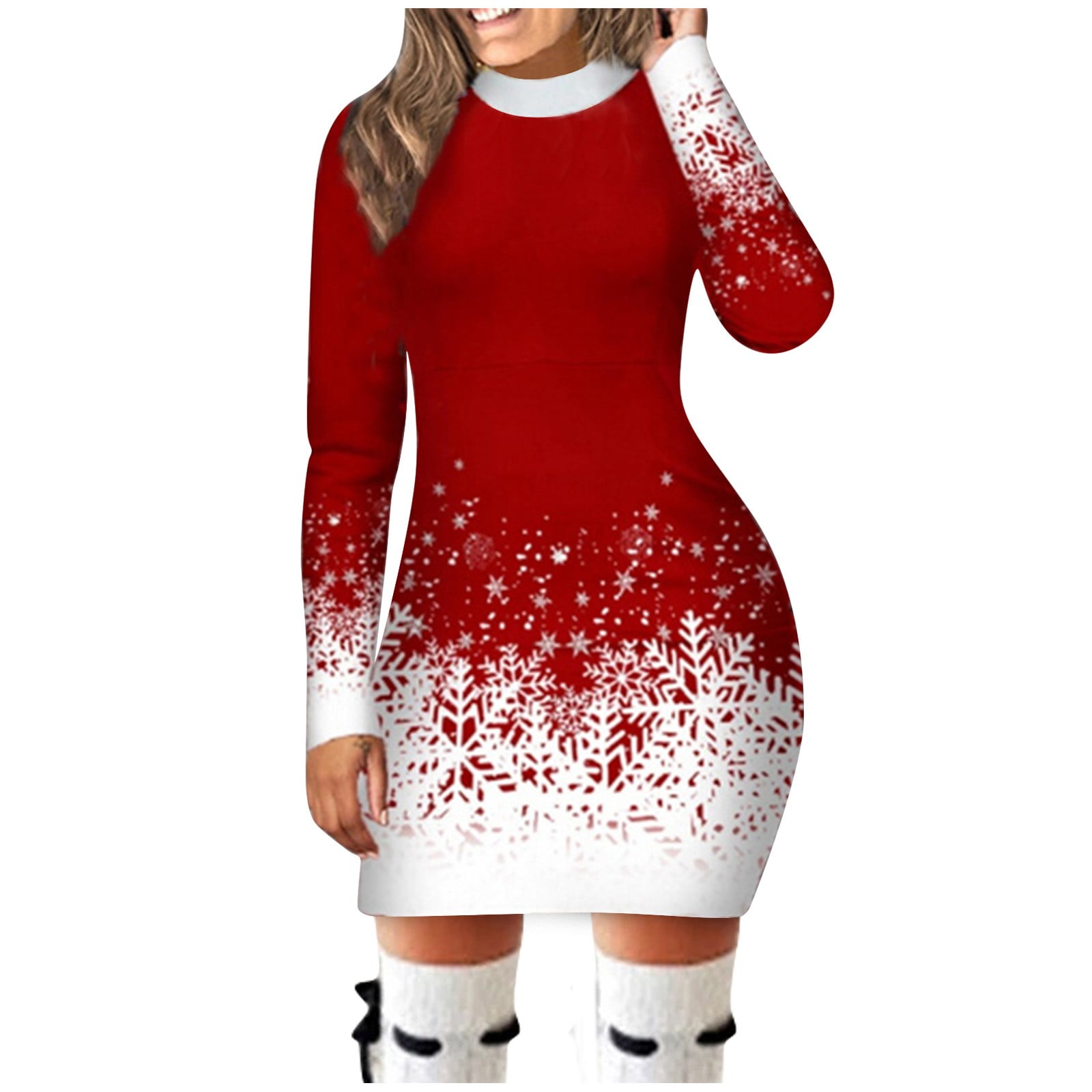 Tokea Black Sweater Dress for Women 2024 Trendy Christmas Snowflake