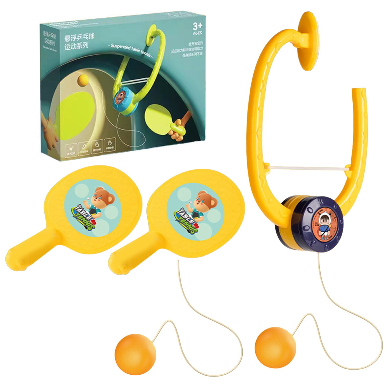 Hanging Table Tennis Door Set - Frog & Rabbit Pong Game With 2 Rackets ...