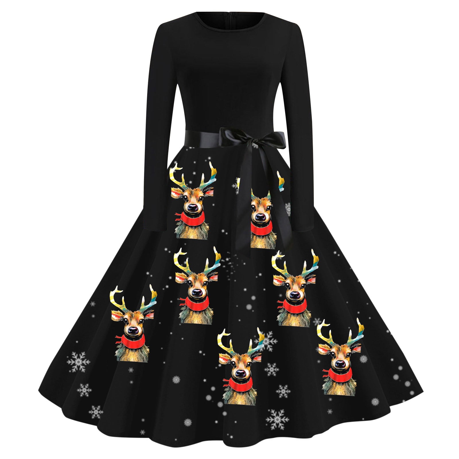 Tokea Fall Dresses for Women 2024 Trendy Cute Deer Pattern Large Swing