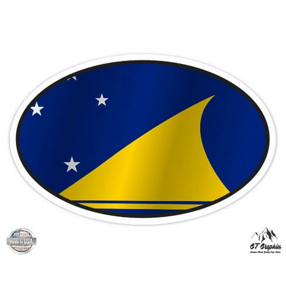 Tokelau Flag Oval - 5" Vinyl Sticker - For Car Laptop I-Pad - Waterproof Decal