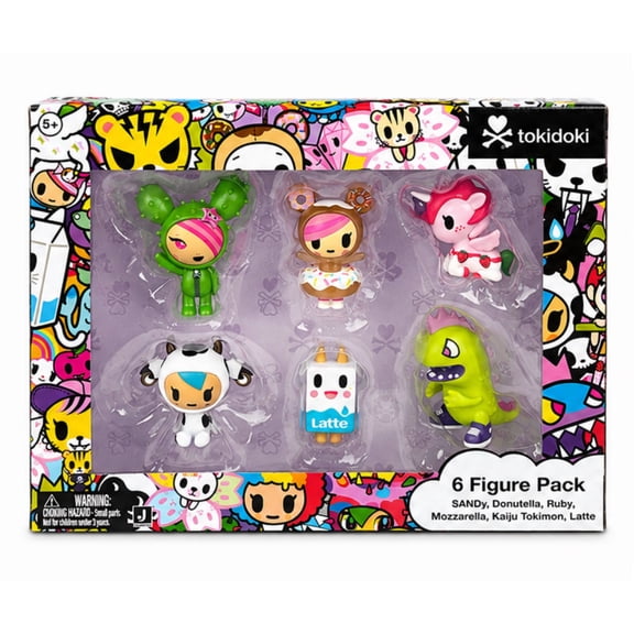 Tokidoki 2-Inch Collectible Figure Set, Donutella, SANDy, Kaiju Tokimon, Latte, Mozzarella and Ruby, 6-Piece Pack, Ages 5+
