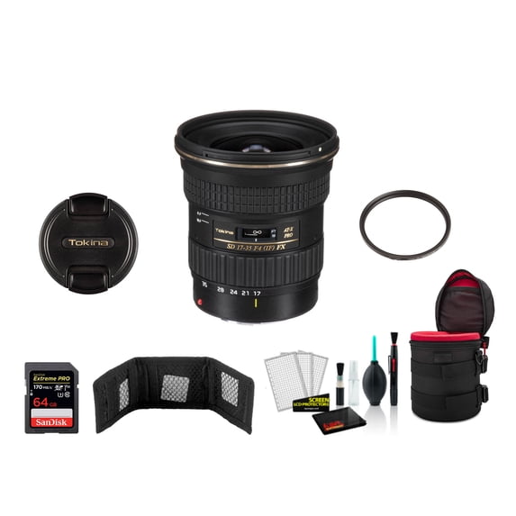 Tokina 17-35mm F/4 Pro FX Lens for Canon Cameras- Wide-Angle Lens - Bundle with 64GB Memory Card (International Model)