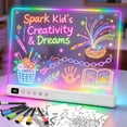 thumbnail image 1 of TOKKY Kids LED Glow Drawing Tablet, 3600mAh Rechargeable Light Up Doodle Board with Front & Rear Lights, 3 Brightness Levels & Stand,White, 1 of 4