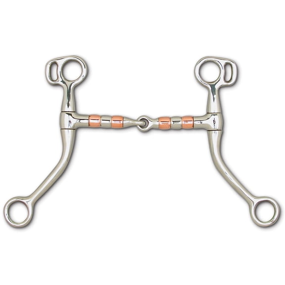 Toklat Bit Swept Back Shank, Curb Ring - 6" Cheek Copper, Stainless Steel Roller Snaffle Mouthpiece