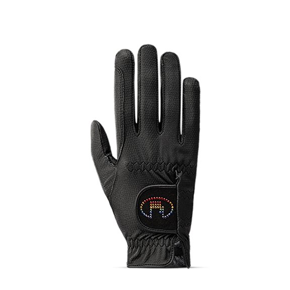 Toklat Marne Unisex Black/Rainbow Riding Gloves - Durable Performance Equestrian Gear for the Active Rider 7.5