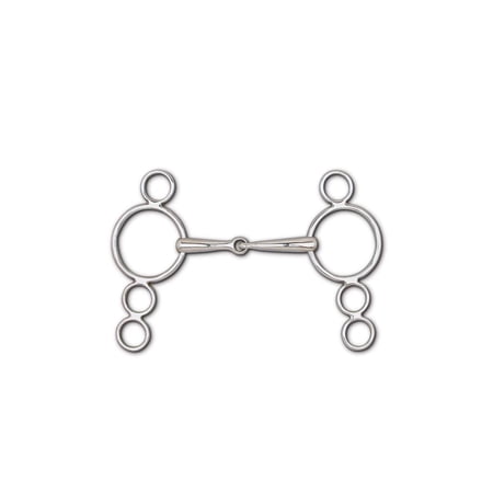 Snaffle 4-Ring Continental Gag- 6 1/2" Cheek (Stainless Steel, 5.5")