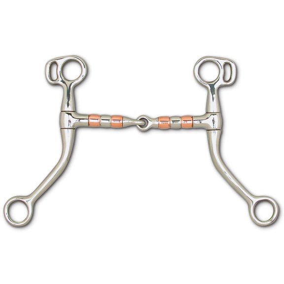 Toklat Wes 6-Inch Shank Swept Back Western Horse Bit - Curb Ring & Copper Rollers 5 1/2