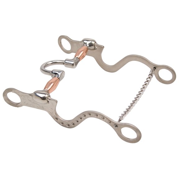 Toklat Western 7 1/2" Shank Medium Port Bit - German Silver with Copper Bars - 5" Mouth