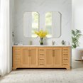 thumbnail image 1 of Tokyo 84" Double Bath Vanity in Oak Natural Brown with White Quartz Stone Top, 1 of 16