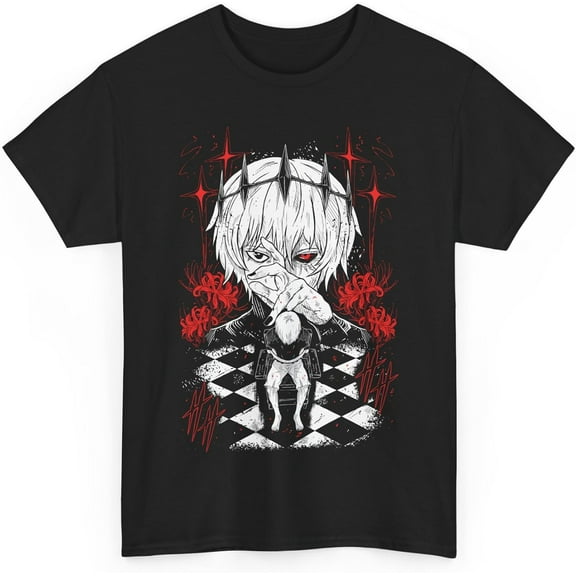 Tokyo Anime Ghoul T Shirt, Ken Kaneki Shirt Bold Masked Character Striking Monochrome Dark Fantasy Aesthetic Unisex T-Shirt