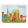 thumbnail image 1 of Tokyo Bath Mat, Skyline of Japan City with Unique Architecture Tourism Cartoon Style Illustration, Plush Bathroom Decor Mat with Non Slip Backing, 29.5" X 17.5", Multicolor, by Ambesonne, 1 of 2
