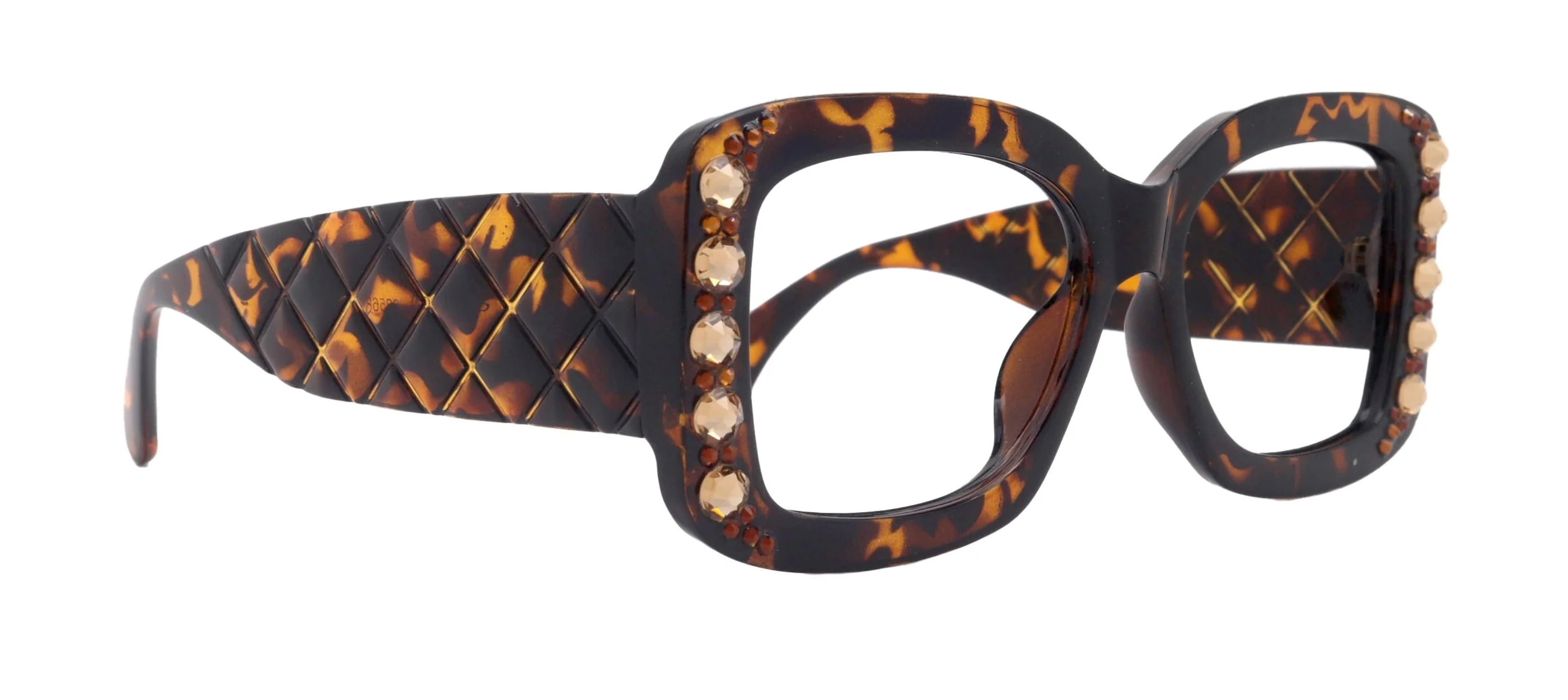 Tokyo, (Bling) Large Women Reading Glasses (Brown) (SV , Line Bifocal