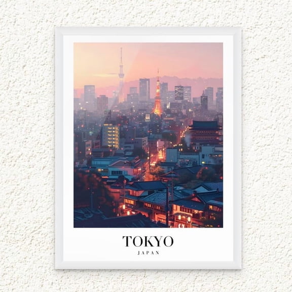 Tokyo Cityscape Portrait Canvas Print Travel Iconic Japan Landmark Scenic Wall Decor for Home Living Room Bedroom Office Studio Hotel and Gifting 12x16 inch Unframed