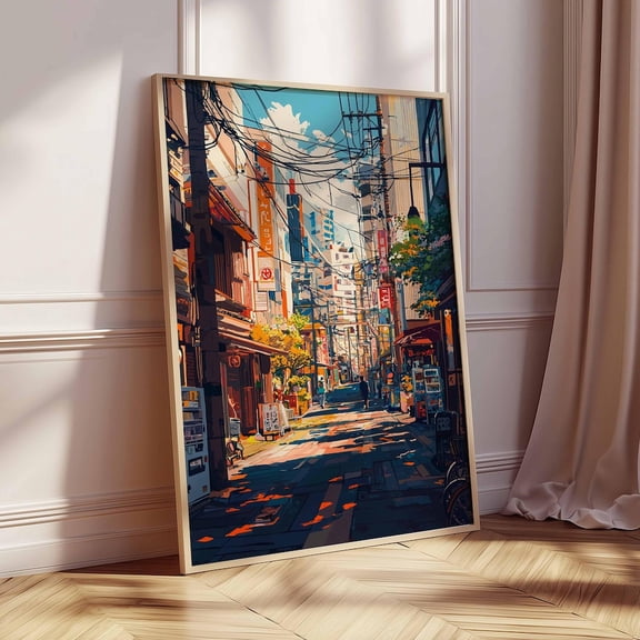 Tokyo Cityscape Poster Cyberpunk Neon Alley Anime Manga Art