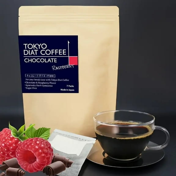 Tokyo Diat Coffee - Chocolate Raspberry Flavor 7ct Sugar-Free Japanese Coffee | Ayurvedic Herb