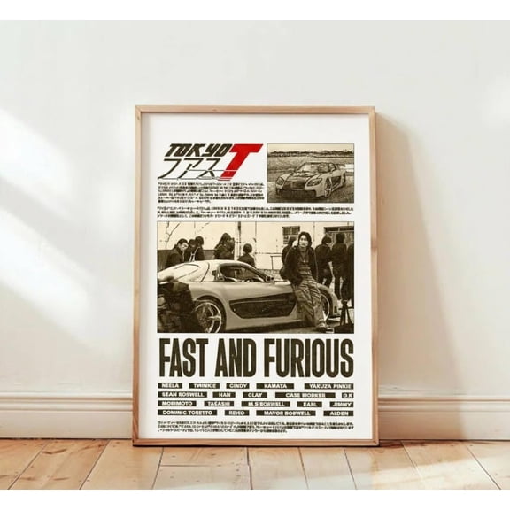 Tokyo Drift Inspired Jdm Poster, Vintage Car Wall Art, Unframed Paper Poster 8x10in